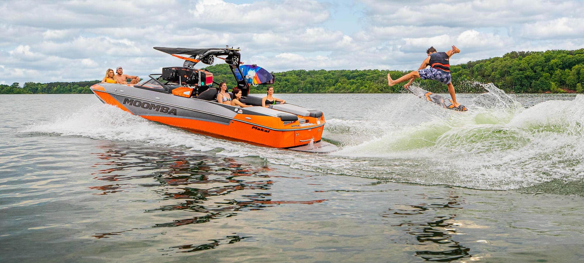 Waterskiing from a Moomba boat