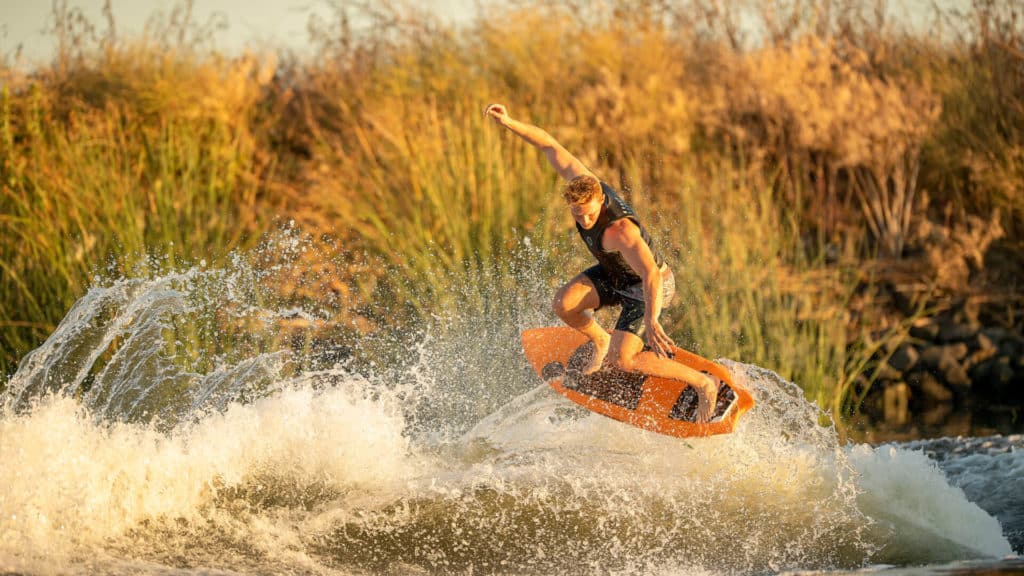 Noah Flegel hits the wake