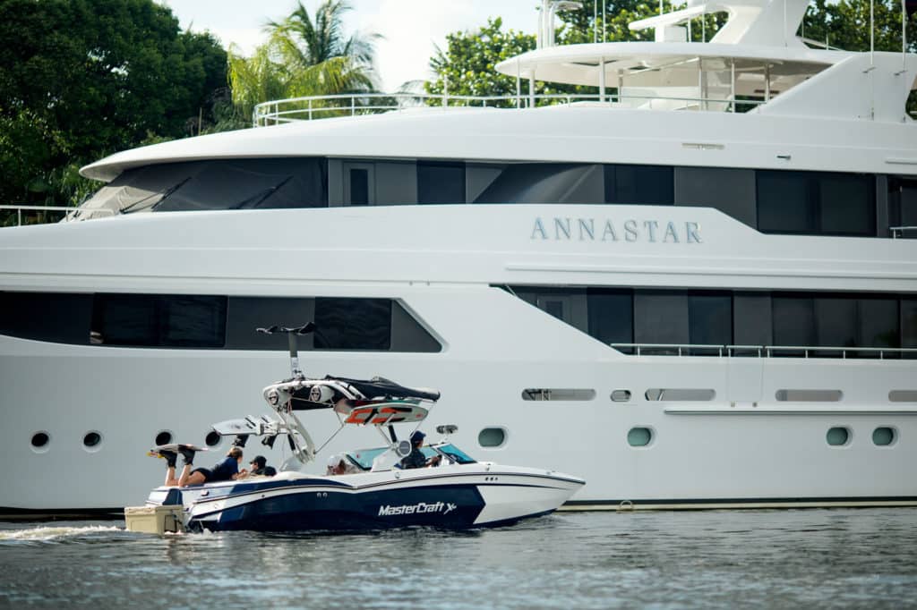 Pulling up next to a yacht