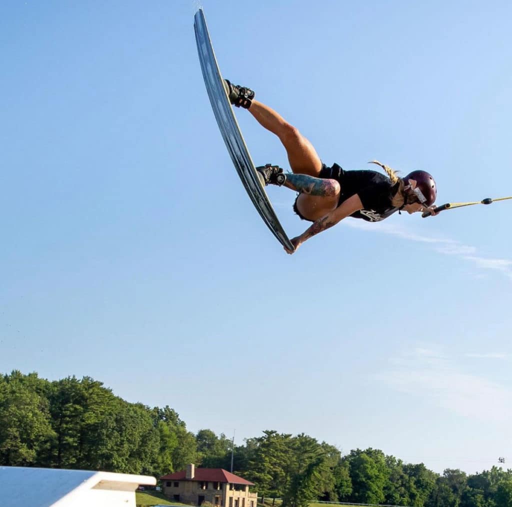 Anna Nikstad winnig first place at the Nautique WWA Wake Park National Championships