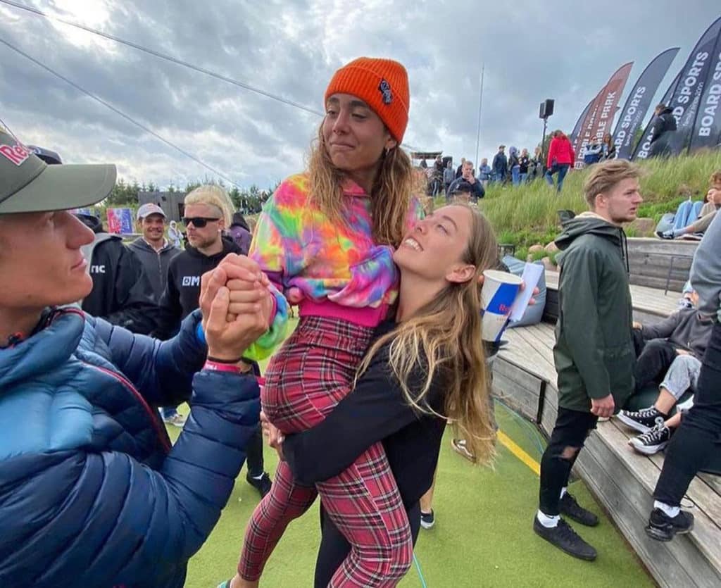 Claudia Pagnini celebrates winning the 2021 Red Bull Wake Duel