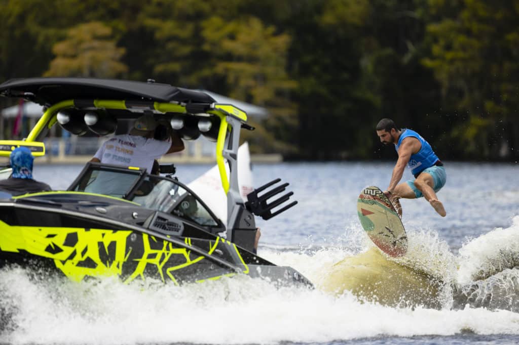 Sean Silveira wakesurfing