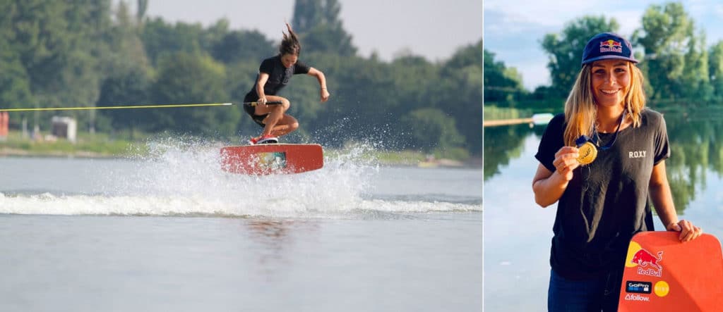 Zuzana Vrablova doing kickflips