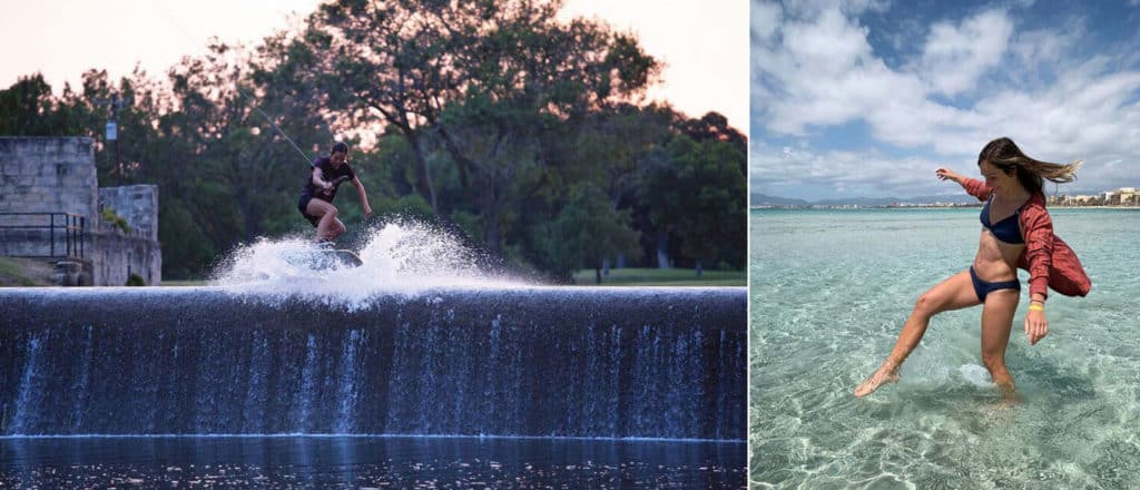 Zuzana Vrablova wakeskating the falls