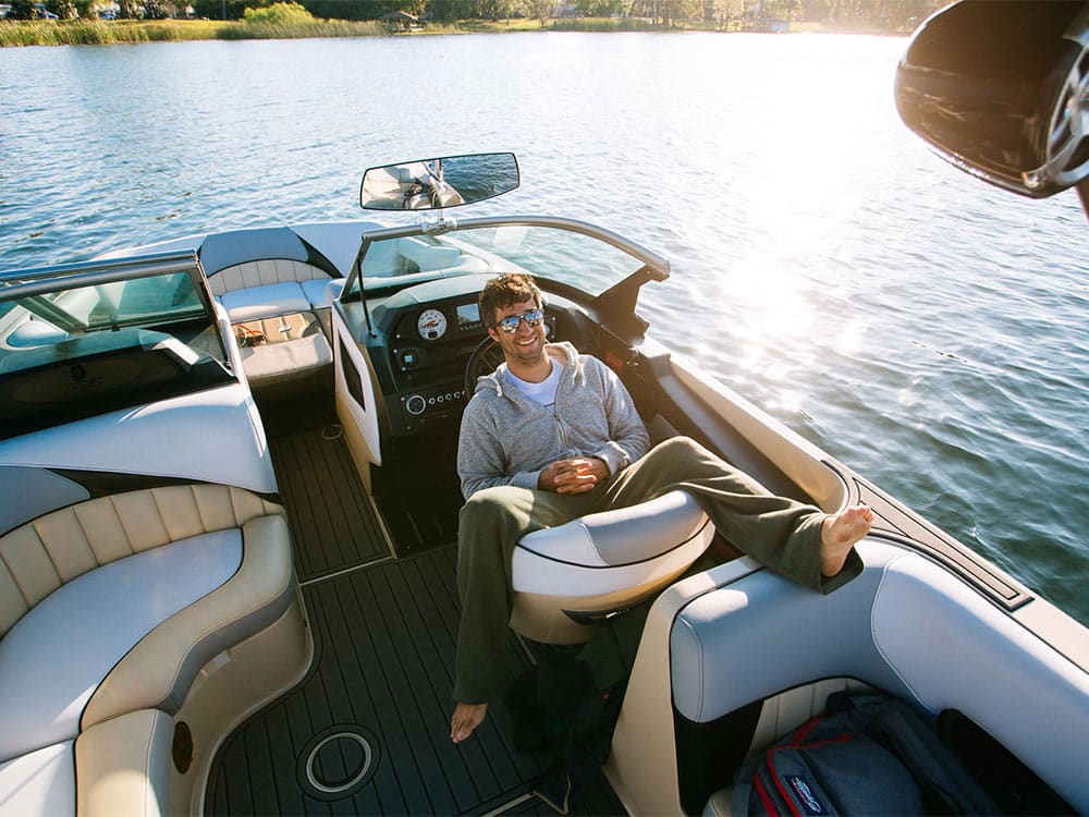 derek cook relaxing on boat