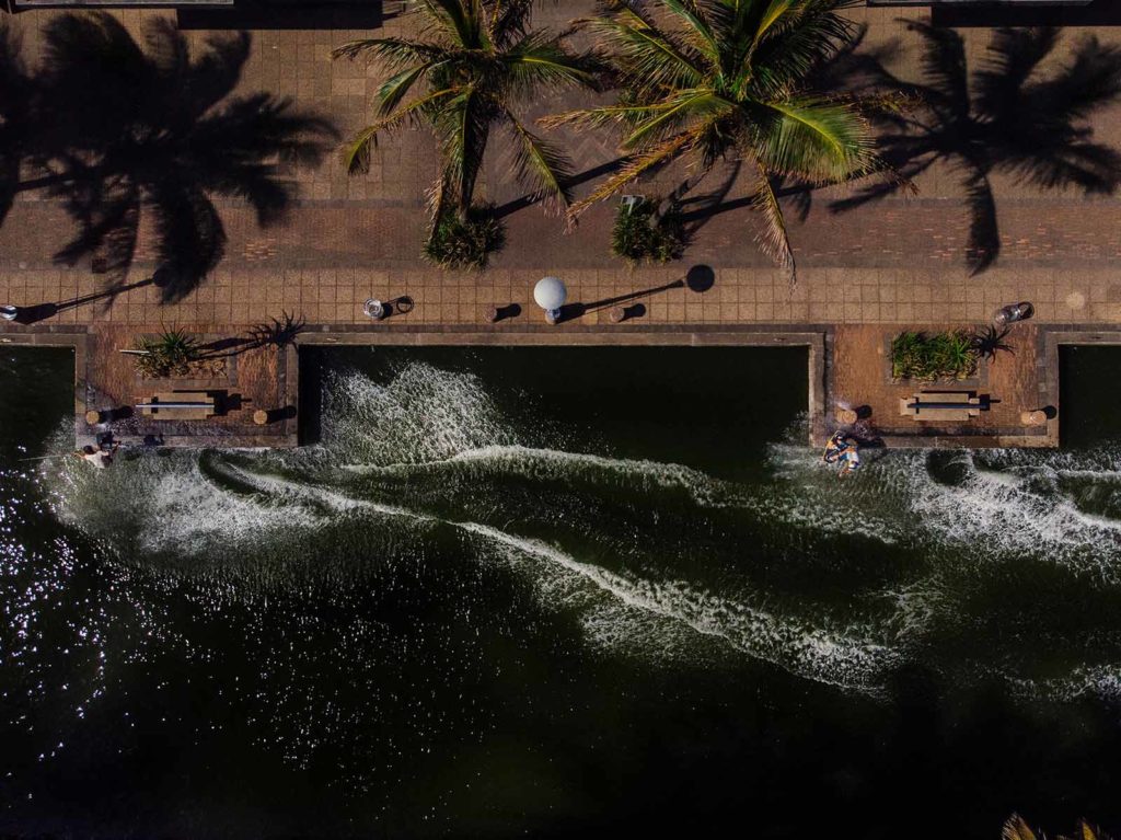 Wakeskating through the canals of Durban South Africa