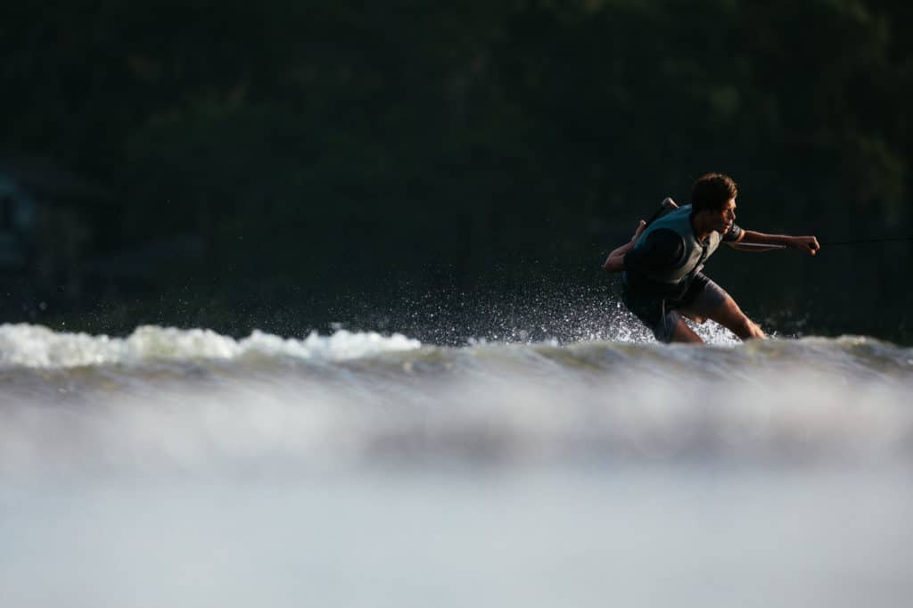 Tyler Higham edging toward the wake