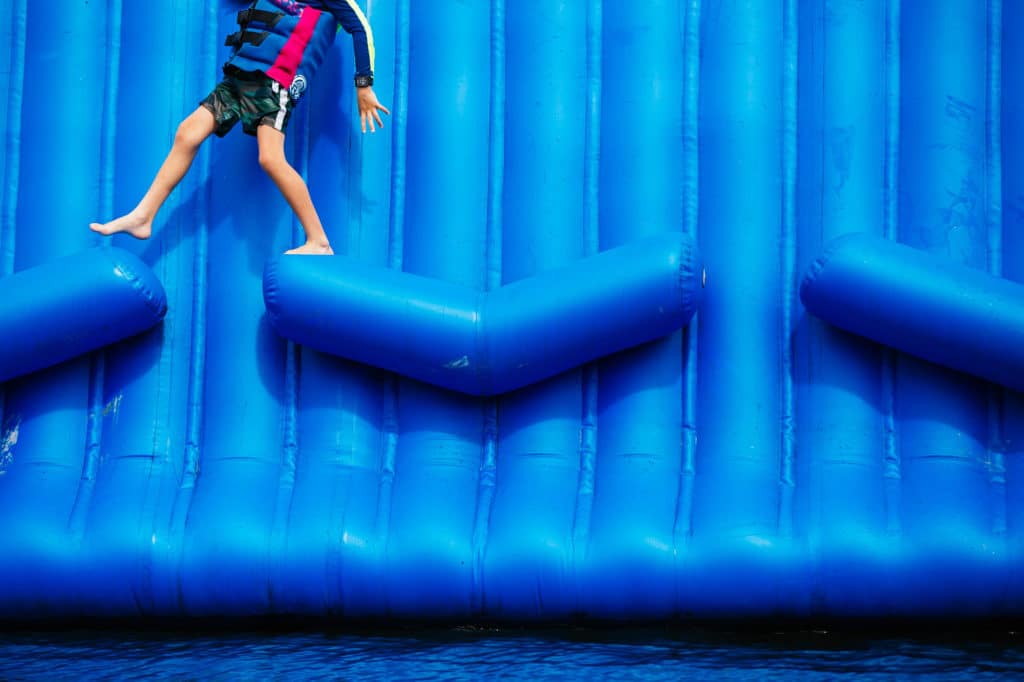 Playing on the floating playground