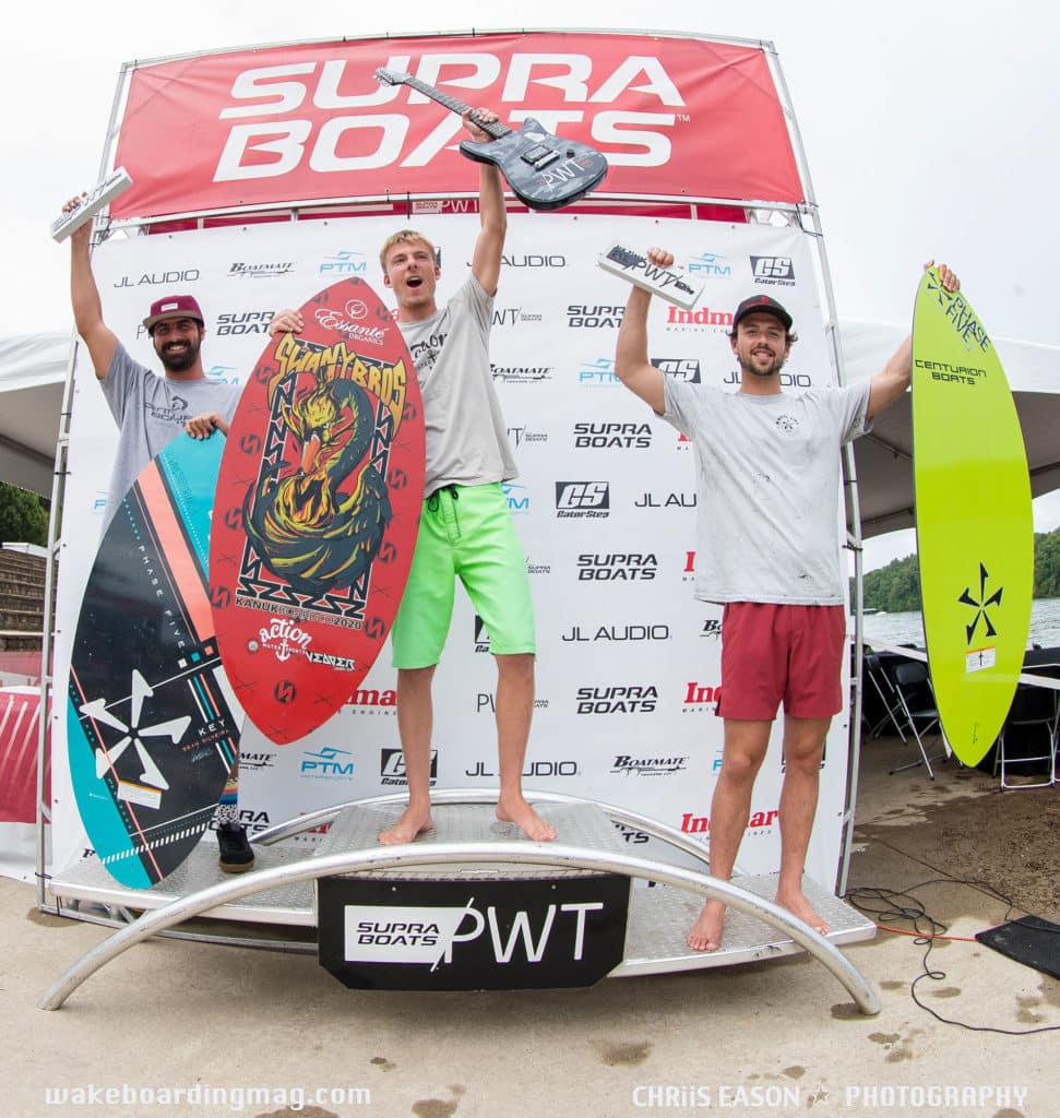 Top three men's wakesurfers from the final stop