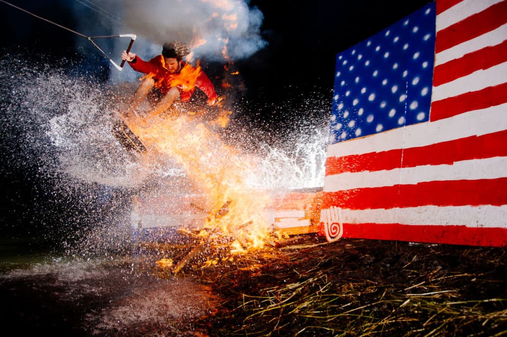 Matt Manzari wakeskates through fire