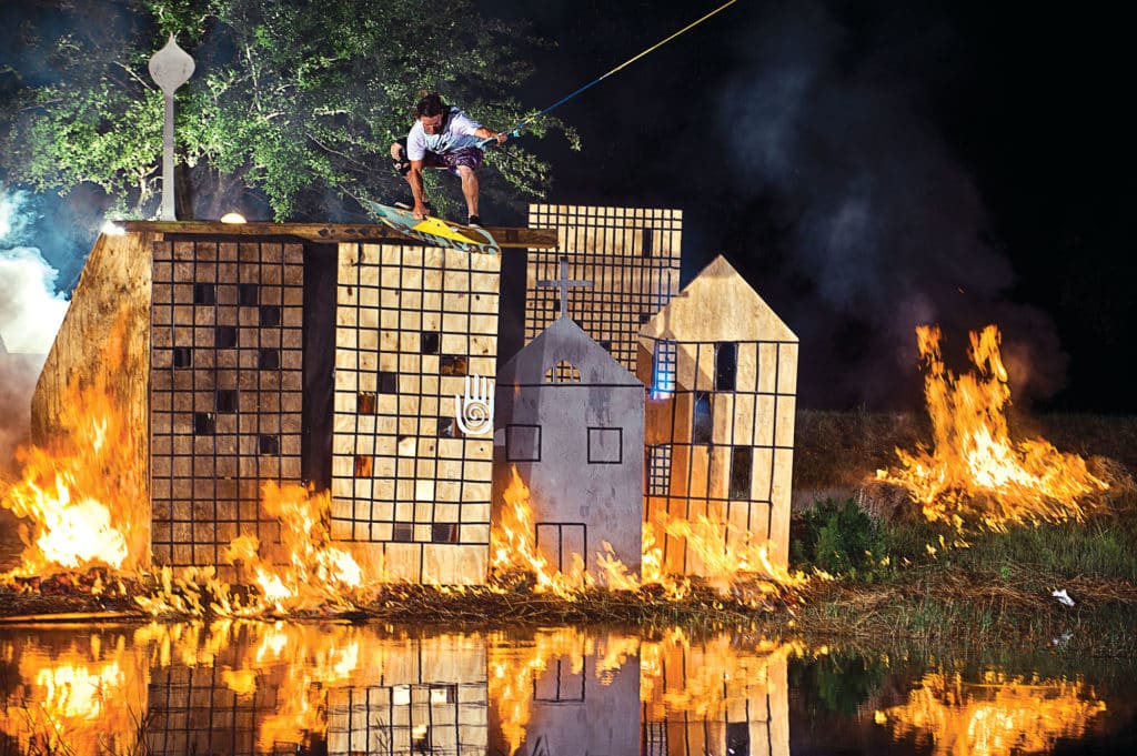 Danny Hampson wakeskates through fire