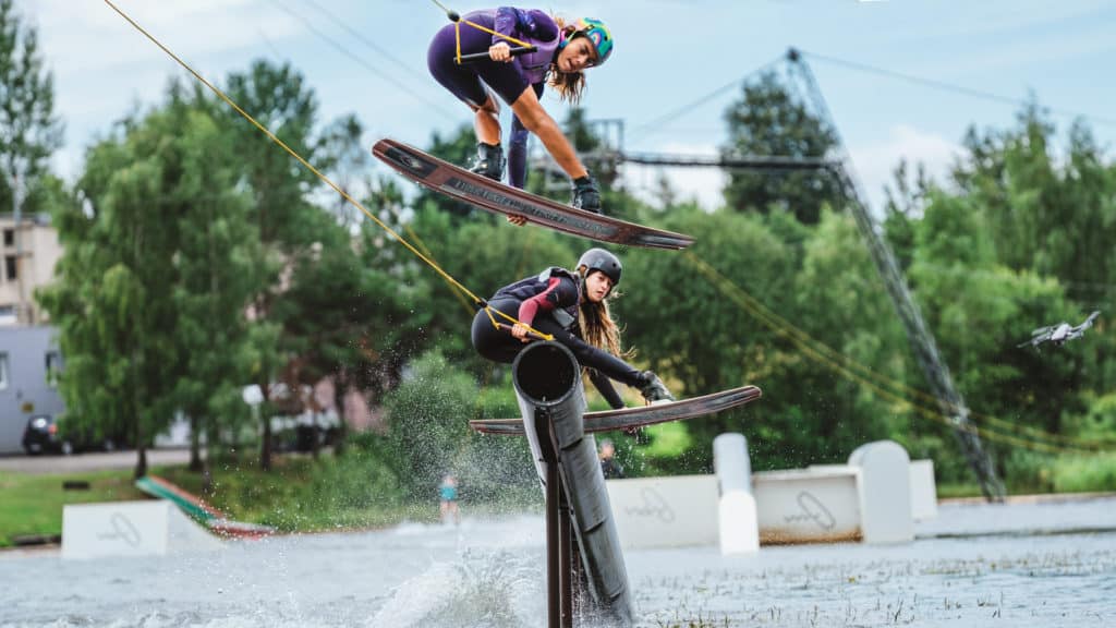 Claudia Pagnini and Elena Bodi at the cable park