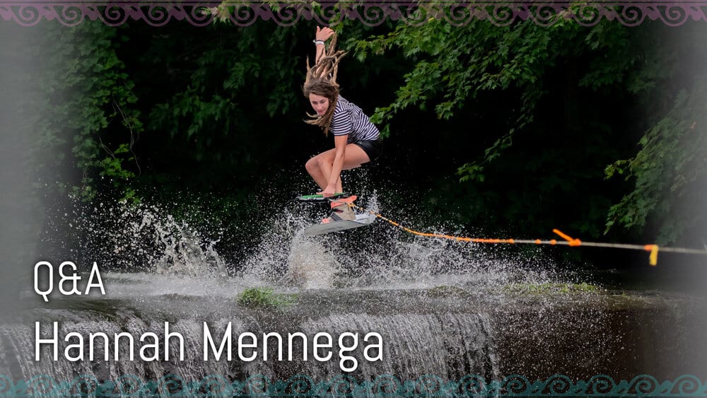 Hannah Mennega winching over the falls