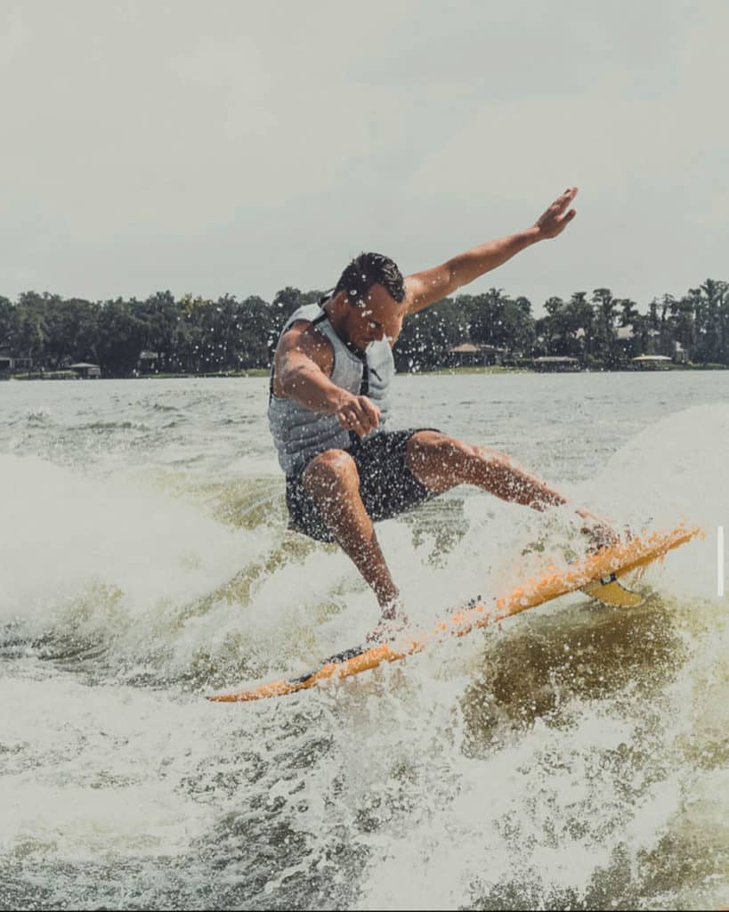 Cory Teunissen wakesurfing