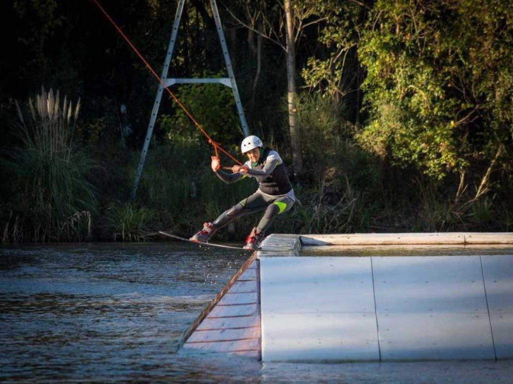 Flor Medrano wakeboarding.