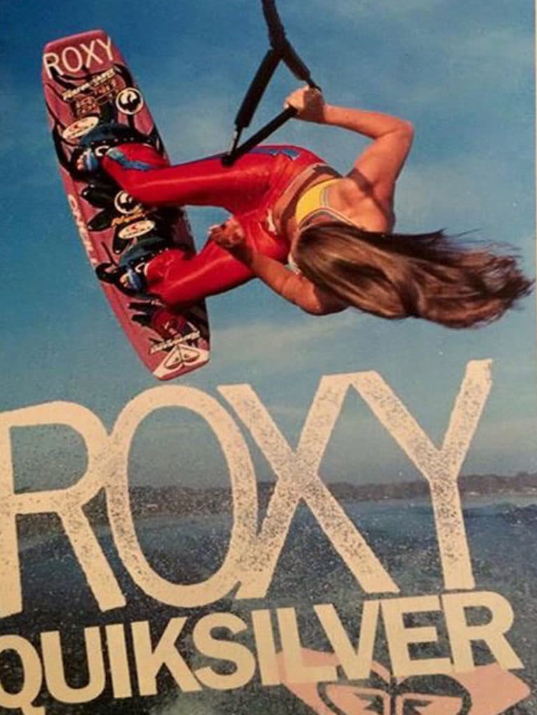 Tina Lee Bessinger wakeboarding in a Roxy ad