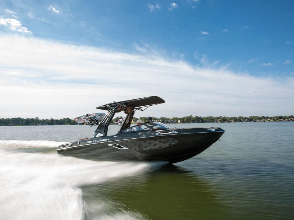 Centurion wake boat on the lake