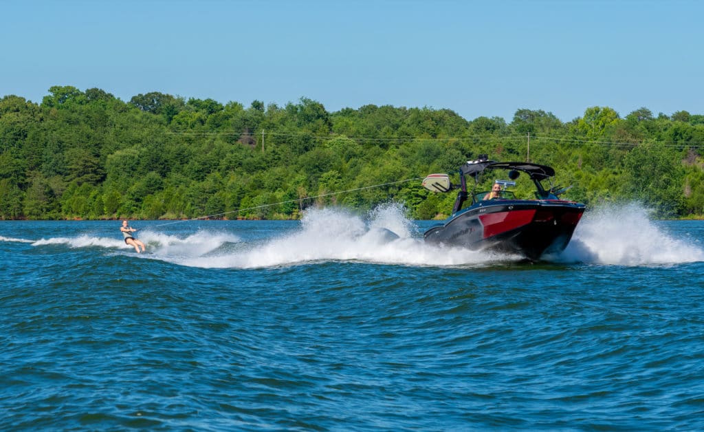 Having fun behind the boat