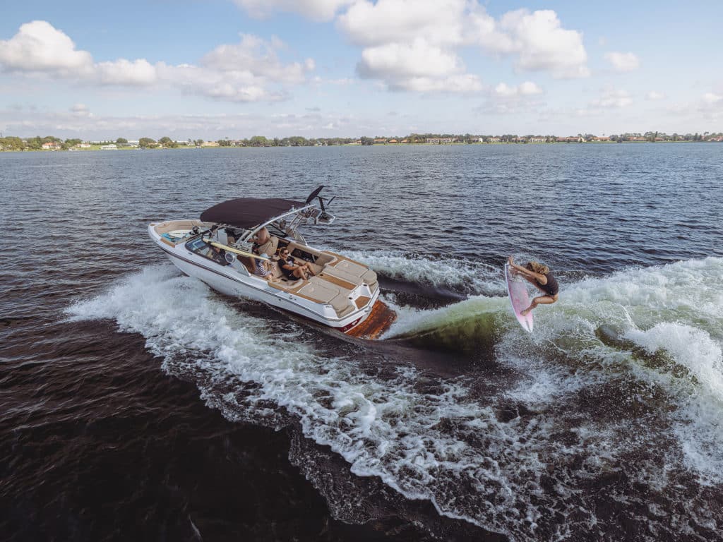 Ashley Kidd wakesurfing