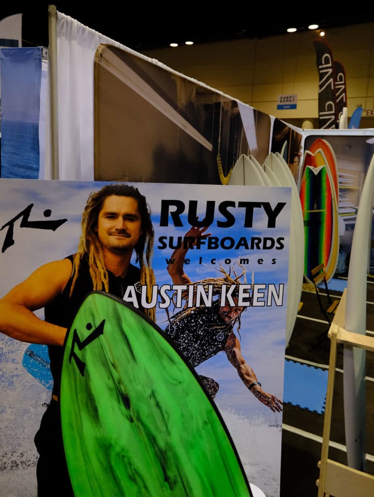 Rusty wakeboards at Surf Expo
