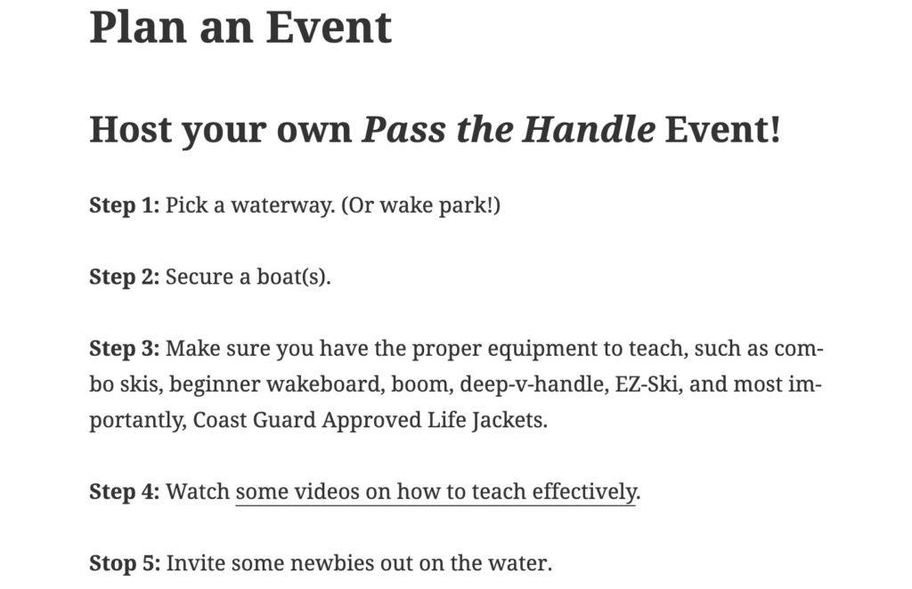Pass The Handle event tips