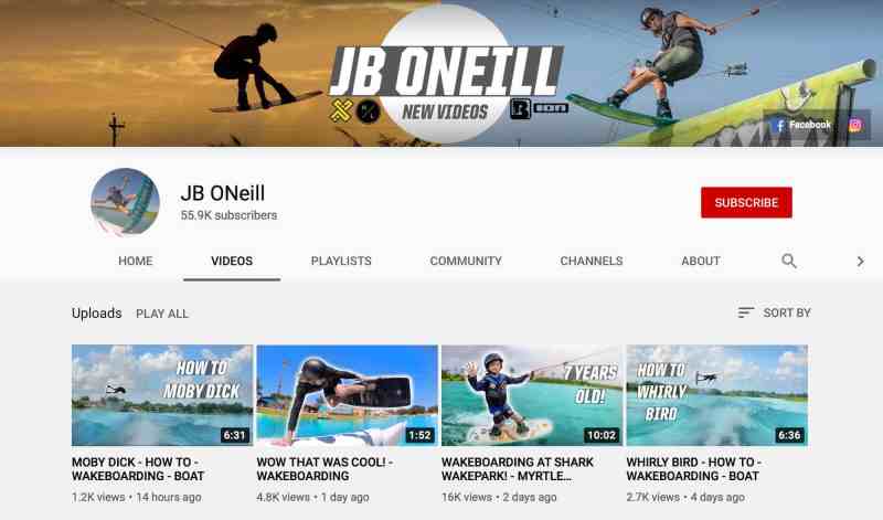 JB O'Neill YouTube channel