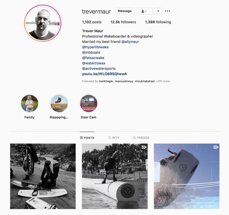 Trever Maur Instagram account