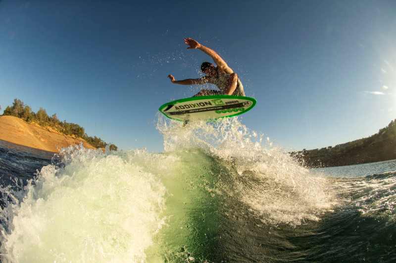 Trevor Miller surfing on the Supra Boats Swell Surf System