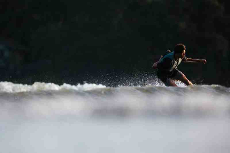 Tyler Higham edging toward the wake
