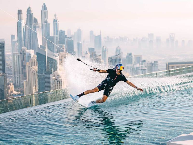 BTG524-WAV-Brian-Grubb Brian Grubb wakeskating on a rooftop in Dubai