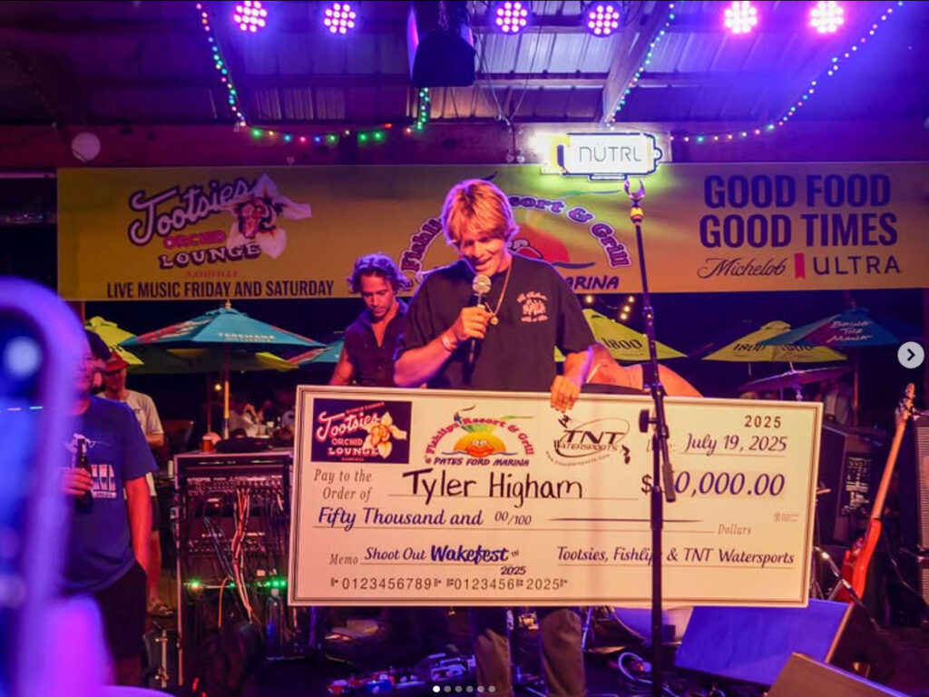 Tyler Higham with his winnings