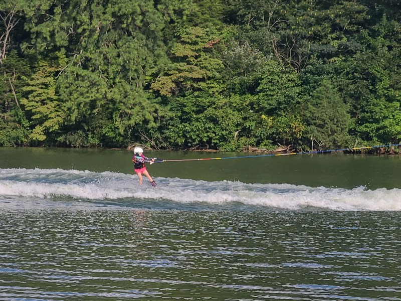 Girl wakeboarding on Lake Loudon, Tennessee.