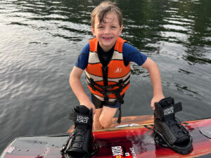 Milo Mayotte with his wakeboard