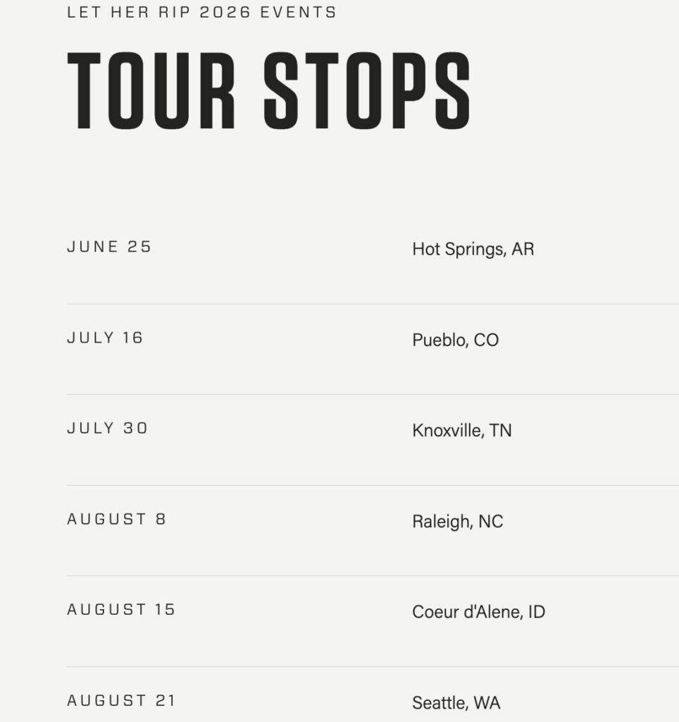 Let Her Rip schedule