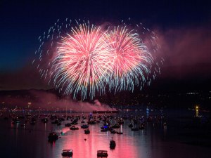 Boaters watching fireworks
