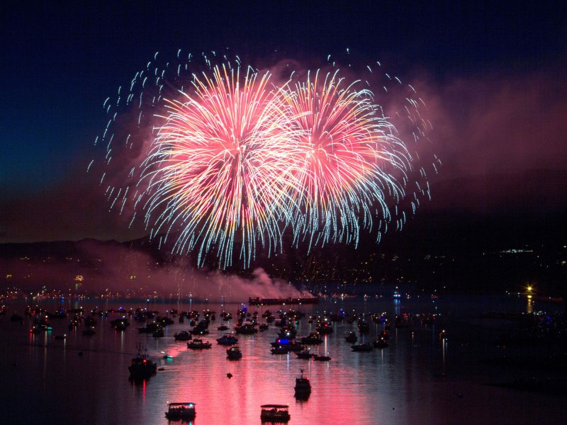 Boaters watching fireworks