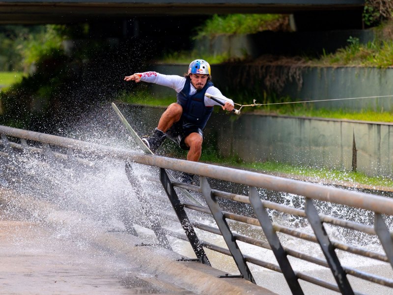 Pedro riding the rail