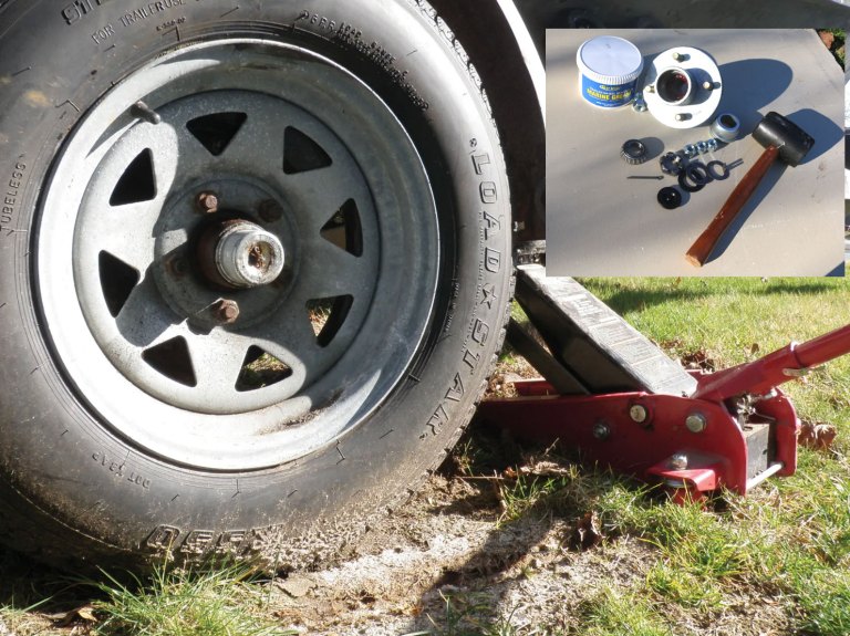 Boat trailer on a jack