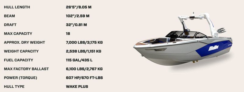 Malibu 26 LSV specs