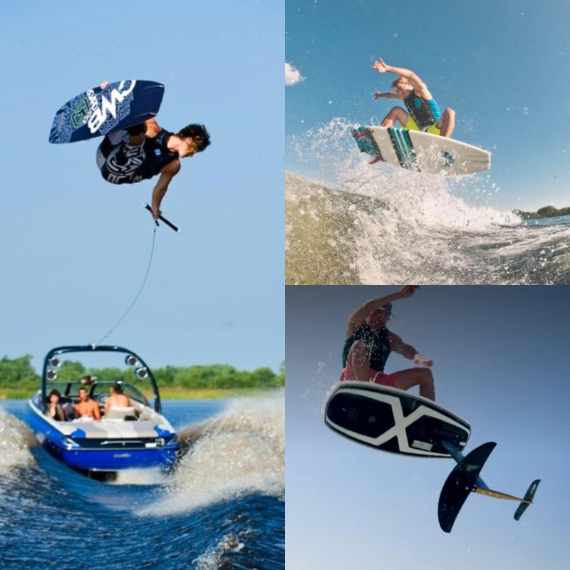 Wakesport riders behind boats